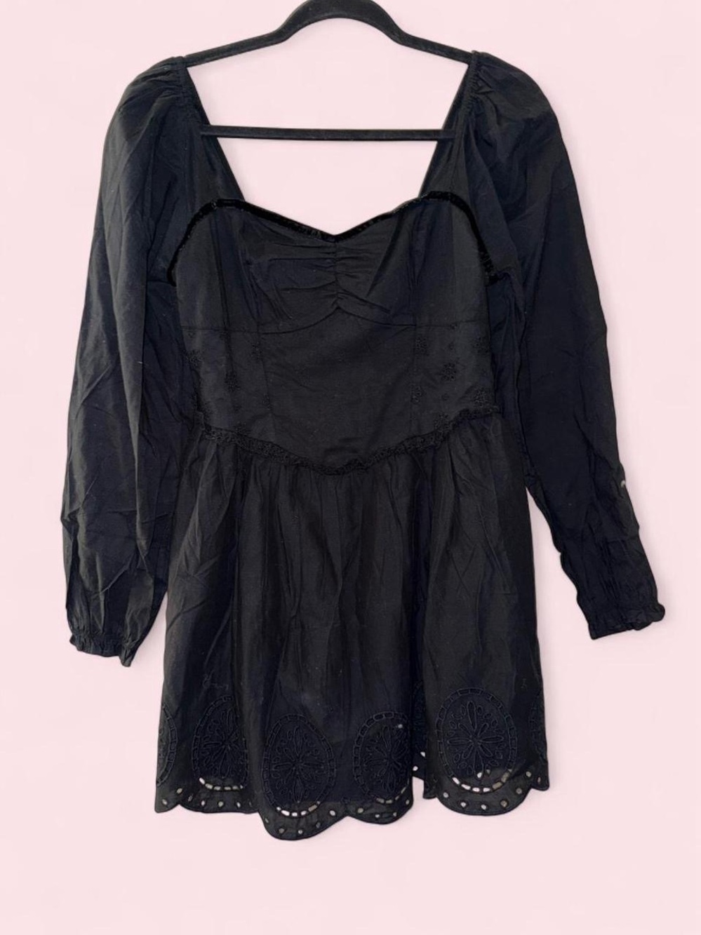 American Eagle Outfitters Black Mini Dress with Puff Sleeves